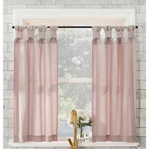 Archaeo 2pc 52x45" Washed Cotton Twist Tab Cafe Curtain Tier Pair Rose*